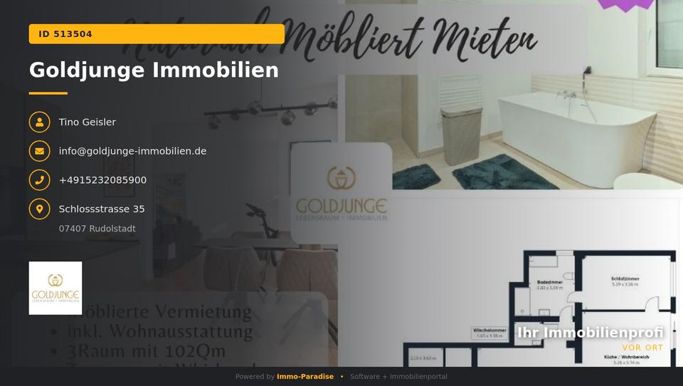 Erdgeschoßwohnung Rudolstadt - 6 Zimmer, 102 m&sup2;, 1.200&euro; | Angebot:25962781