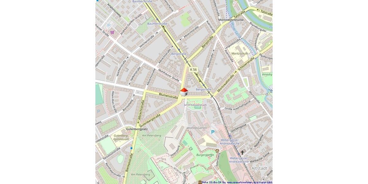 Etagenwohnung Erfurt Andreasvorstadt - 2 Zimmer, 62 m&sup2;, 805&euro; | Angebot:26025058