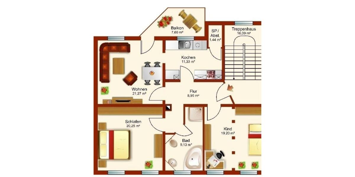 Dachgeschoßwohnung Apolda - 4 Zimmer, 900&euro; | Angebot:20274882