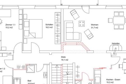 Wohnung Lehesten - 6 Zimmer, 200 m&sup2;, 1.800&euro; | Angebot:25142386