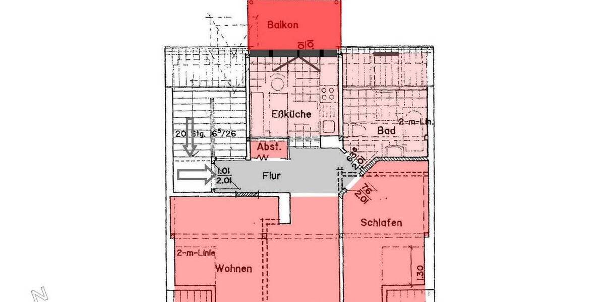 Etagenwohnung Weimar Nordvorstadt - 2 Zimmer, 52 m&sup2;, 480&euro; | Angebot:26450239