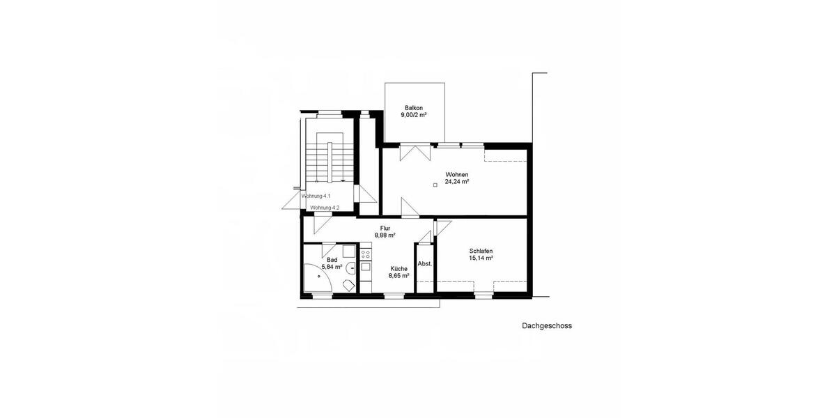 Dachgeschoßwohnung Erfurt Andreasvorstadt - 2 Zimmer, 67 m&sup2;, 600&euro; | Angebot:26552005