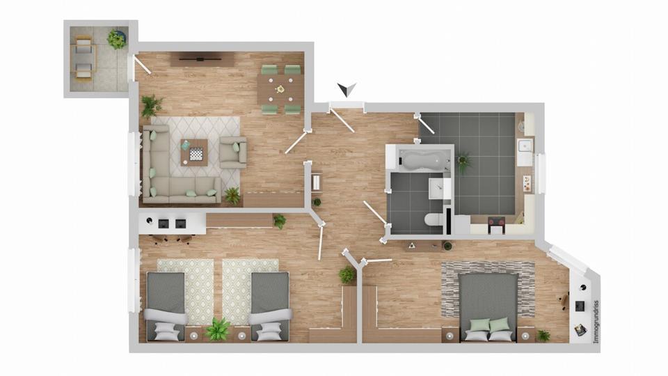 Etagenwohnung Erfurt Daberstedt - 3 Zimmer, 77 m&sup2;, 695&euro; | Angebot:26619419
