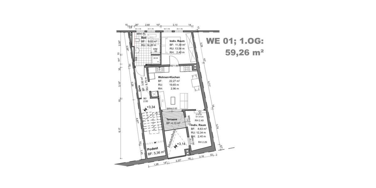 Etagenwohnung Erfurt Johannesvorstadt - 2 Zimmer, 59 m&sup2;, 950&euro; | Angebot:25865398
