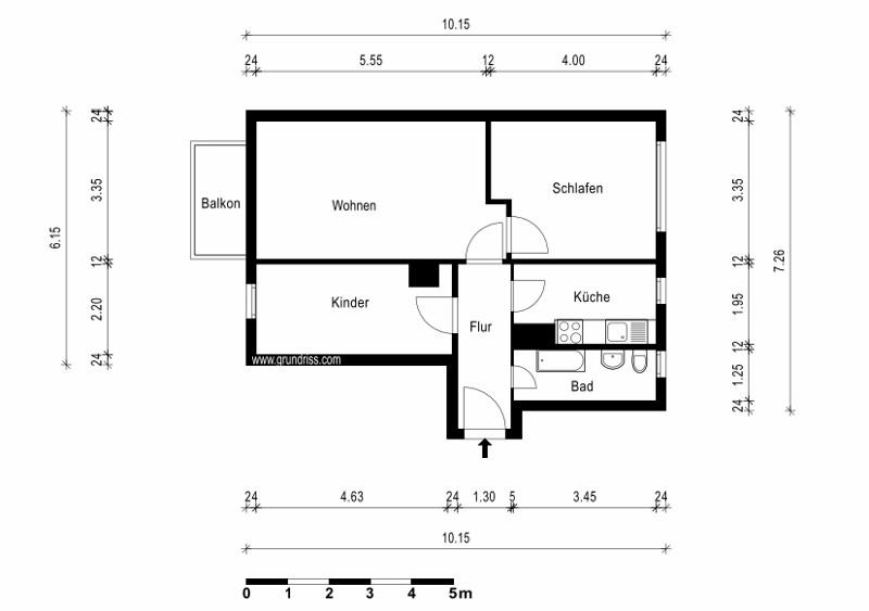 Etagenwohnung Erfurt Andreasvorstadt - 3 Zimmer, 59 m&sup2;, 647&euro; | Angebot:25387026
