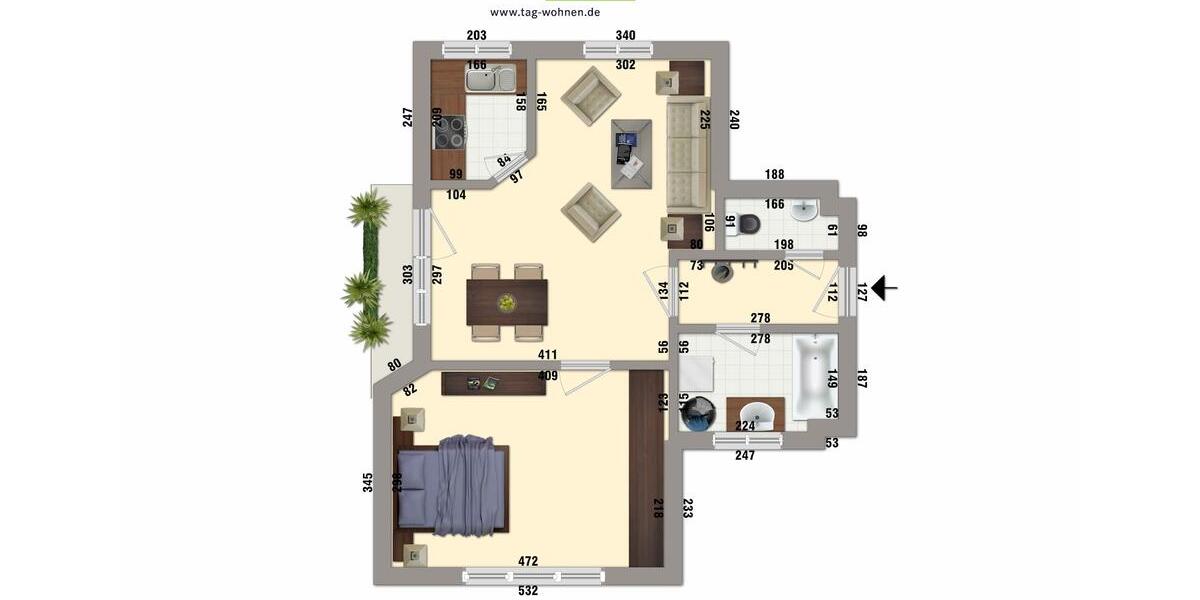 Erdgeschoßwohnung Stadtilm - 2 Zimmer, 58 m&sup2;, 342&euro; | Angebot:26587156