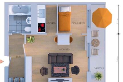 Wohnung Jena Burgau - 1.5 Zimmer, 36 m&sup2;, 358&euro; | Angebot:26299853