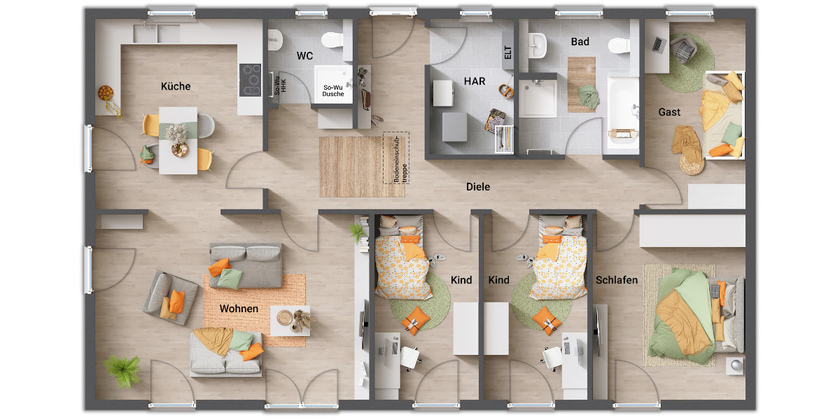 Bungalow Walschleben - 6 Zimmer, 130 m&sup2;, 283.230&euro; | Angebot:25700375