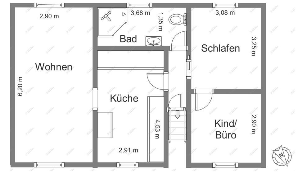 Dachgeschoßwohnung Apolda - 3 Zimmer, 50 m&sup2;, 470&euro; | Angebot:25832418