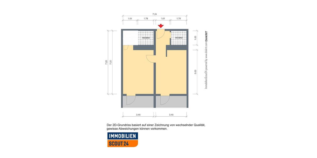 Etagenwohnung Erfurt Daberstedt - 2 Zimmer, 51 m&sup2;, 335&euro; | Angebot:25975033