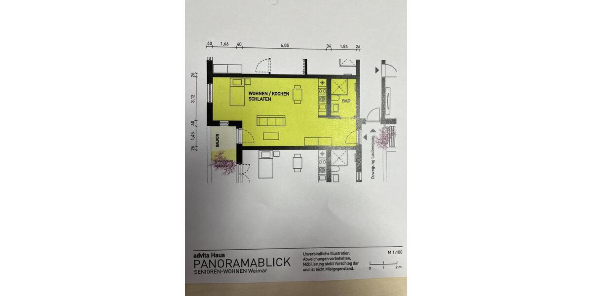Etagenwohnung Weimar Lützendorf - 1 Zimmer, 48 m&sup2;, 681&euro; | Angebot:22589834