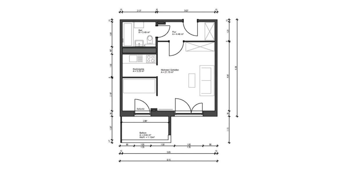 Etagenwohnung Jena Lobeda-Altstadt - 1 Zimmer, 33 m&sup2;, 308&euro; | Angebot:26613462