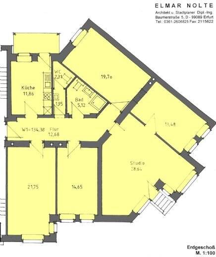 Gewerbeobjekt Erfurt Andreasvorstadt - 5 Zimmer, 134 m&sup2;, 1.200&euro; | Angebot:25774816