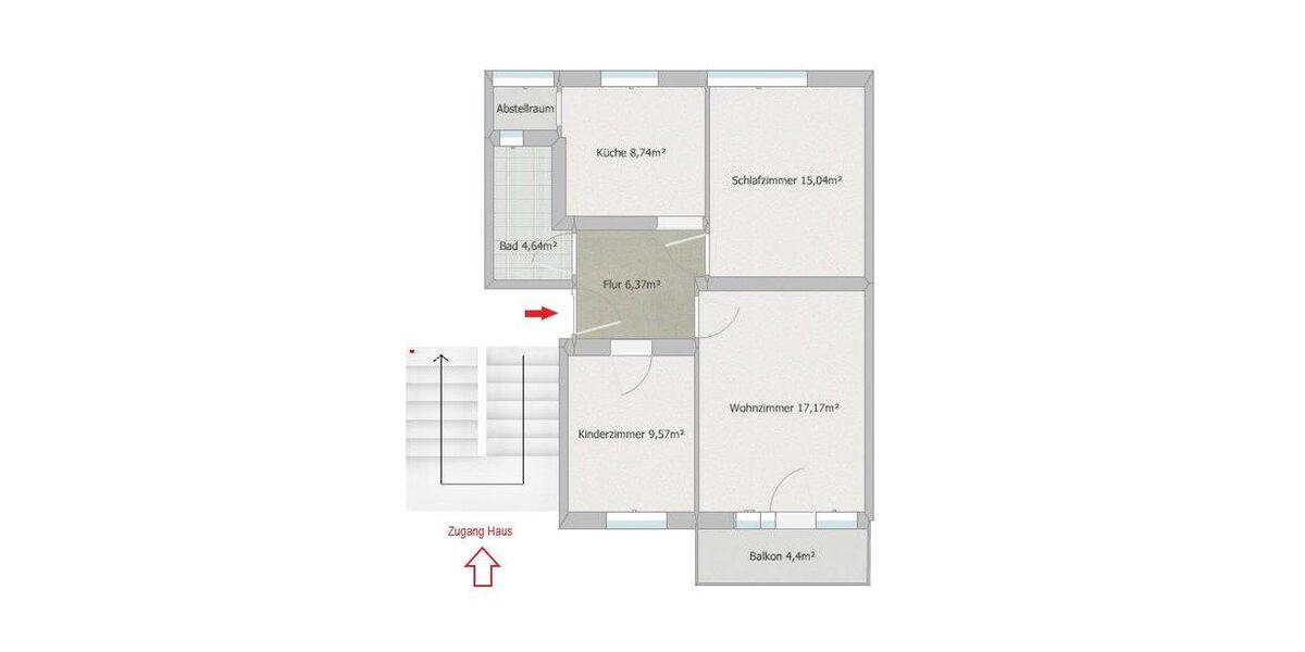 Etagenwohnung Erfurt Johannesvorstadt - 3 Zimmer, 65 m&sup2;, 156.400&euro; | Angebot:26356104